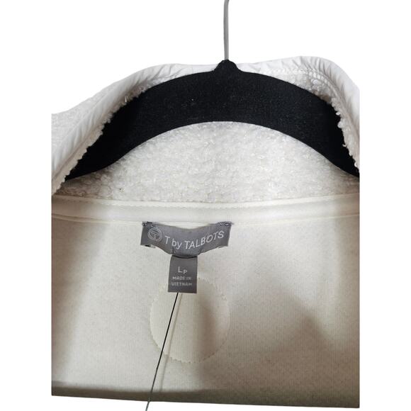 NEW Talbots L Petite Sherpa Fleece Button Front Jacket Ivory Outdoor Gorpcore - Picture 5 of 6